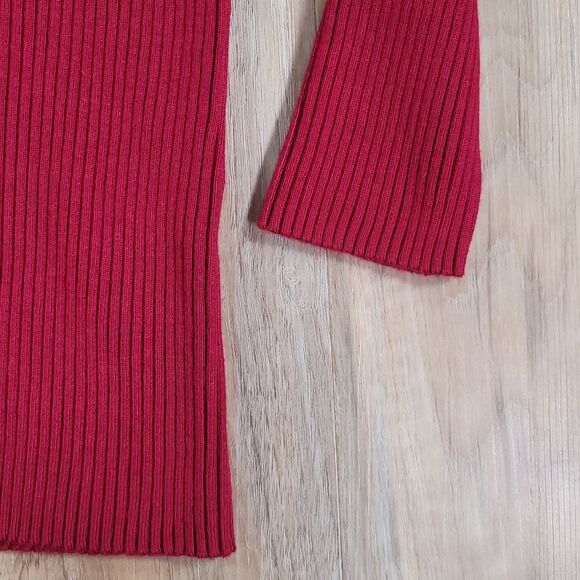🔺️RQT Maroon Ribbed Zipper & Stud Scoop Neck Ribbed Sweater Small - Picture 8 of 10
